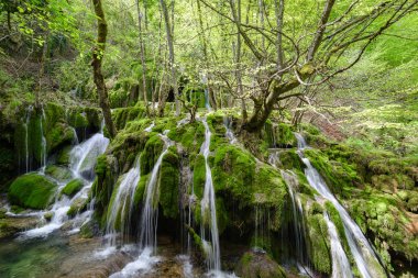 Toberia Waterfalls at Entzia mountain range, Basque Country, Spain clipart