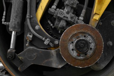 Endüstriyel arka plan - Yakın çekimli yol sıkıştırıcı hidrolik motor