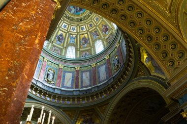 Ornate celling of St. Stephen's Basilica in Budapest, Hungary.