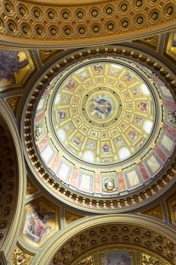 Ornate celling of St. Stephen's Basilica in Budapest, Hungary.