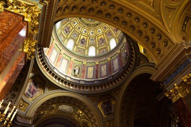 Ornate celling of St. Stephen's Basilica in Budapest, Hungary.