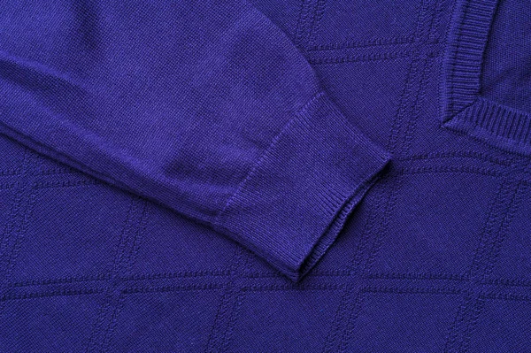 Фрагмент шиї в'язаний синій светр — стокове фото