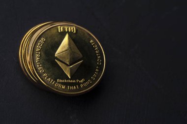 Altın Bitcoin 'in yakın plan çekimi