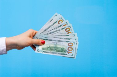 Bir çanta dolusu doları olan kimliği belirsiz bir kadının elleri.