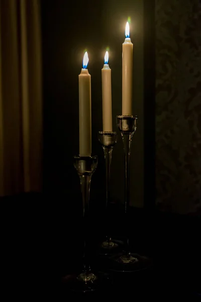 Three candles light — Stock Photo, Image