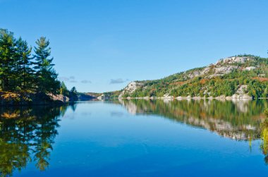 Orman göl üzerindeki gündoğumu