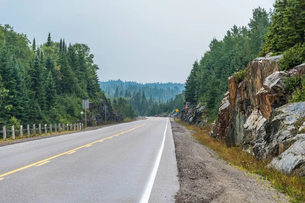 Brouillard fort sur les collines forestières — Photo