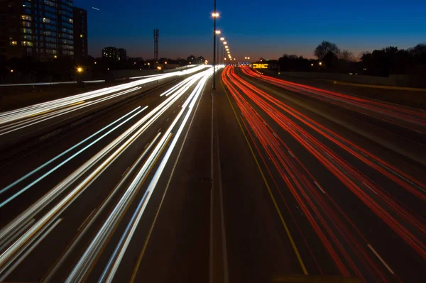 Carretera Por Noche Larga Exposición —  Fotos de Stock