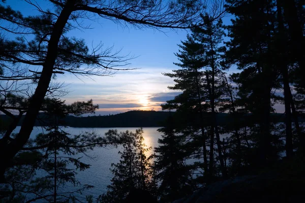 Puesta Sol Lago Trucha Blanca Parque Algonquin — Foto de Stock