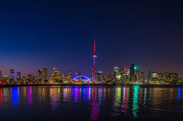 Skyline Toronto Sul Lago Ontario Dopo Tramonto — Foto Stock