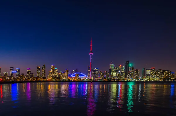 Skyline Toronto Dessus Lac Ontario Après Coucher Soleil — Photo