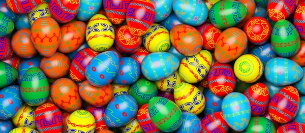 Sfondo da uova di Pasqua multicolori. Illustrazione rendering 3D . — Foto Stock