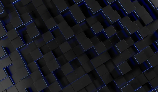 Abstract Image Cubes Background Blue Light Rendering Illustration — Stock Photo, Image