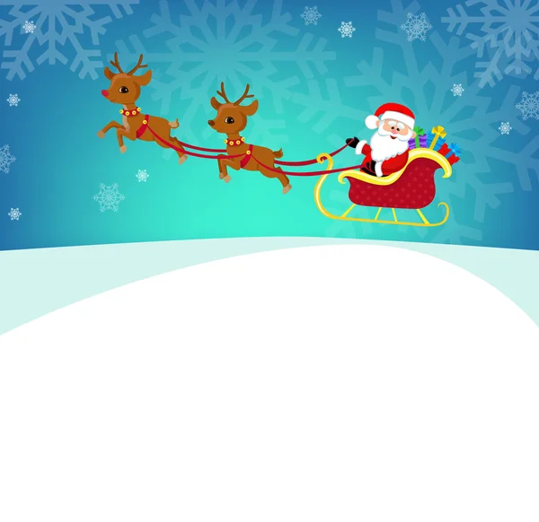 Cartoon illustration of Santa Claus in his sleigh. Vector illustration in one layer, without gradients. — ストックベクタ