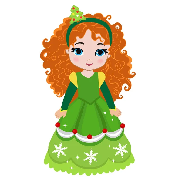Illustratie van prachtige winter kerst prinses. — Stockvector