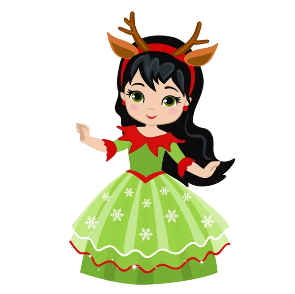 Ilustración de la hermosa princesa de Navidad de invierno . — Vector de stock