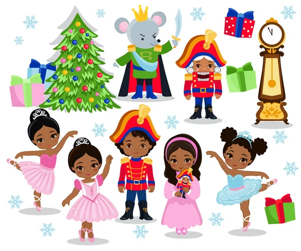 Set cartoon christmas characters for fairy tale Nutcracker. — Stock Vector