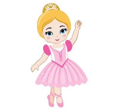 Sevimli küçük balerin vektör çizim.