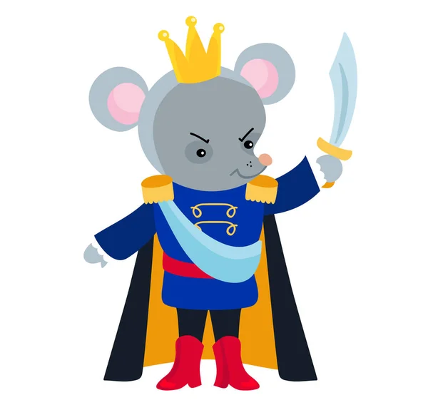 De koning van de muis uit het ballet de Notenkraker. Vectorillustratie geïsoleerd op witte achtergrond. — Stockvector