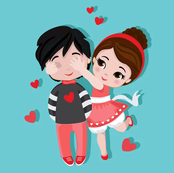 Valentine's Day. Boy and girl. Love cards. — Stock Vector