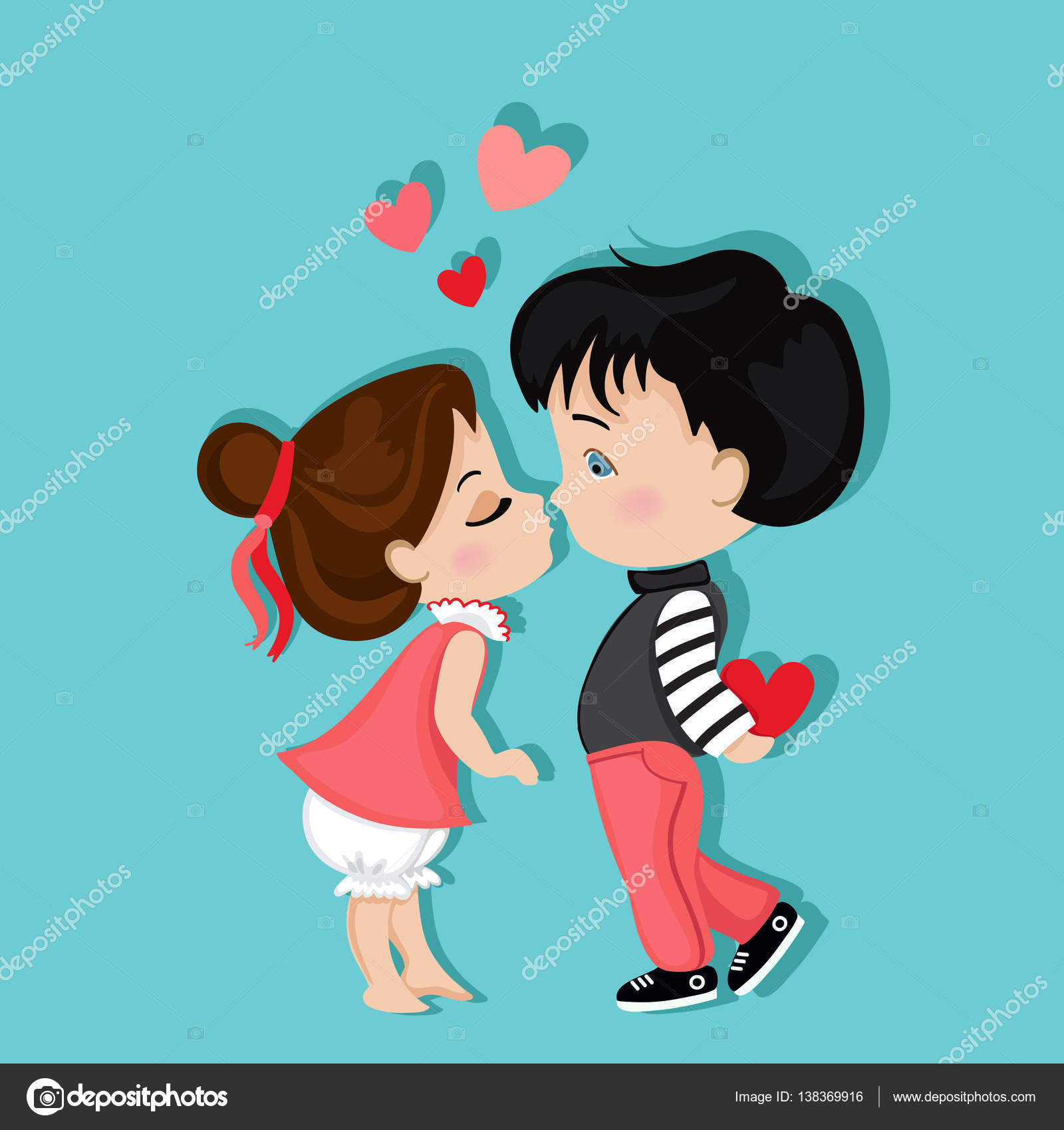 Valentine's Day. Boy and girl kissing. Love card. Stock Vector Image by  ©Sandylevtov #138369916
