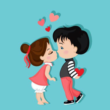 Cartoon Boy And Girl Kissing Free Vector Eps Cdr Ai Svg Vector Illustration Graphic Art