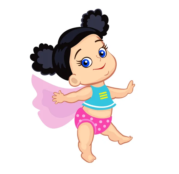 Ilustración Super héroe bebé niña — Vector de stock