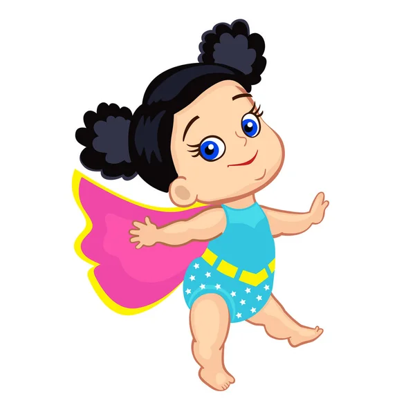 Ilustración Super Hero Baby Girl. Ilustración vectorial aislada sobre fondo blanco . — Archivo Imágenes Vectoriales