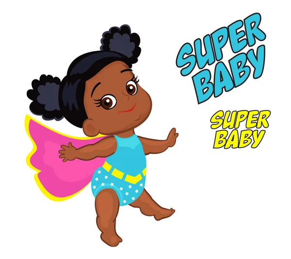 Ilustracja Super Hero Baby Girl wielokulturowe. — Wektor stockowy