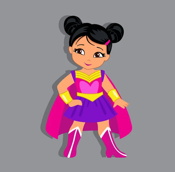 Ілюстрація мила дівчина в костюмі супергероя . — стоковий вектор
