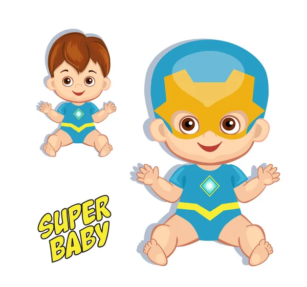 Bir süper kahraman kostümlü illüstrasyon sevimli bebeğim. — Stok Vektör