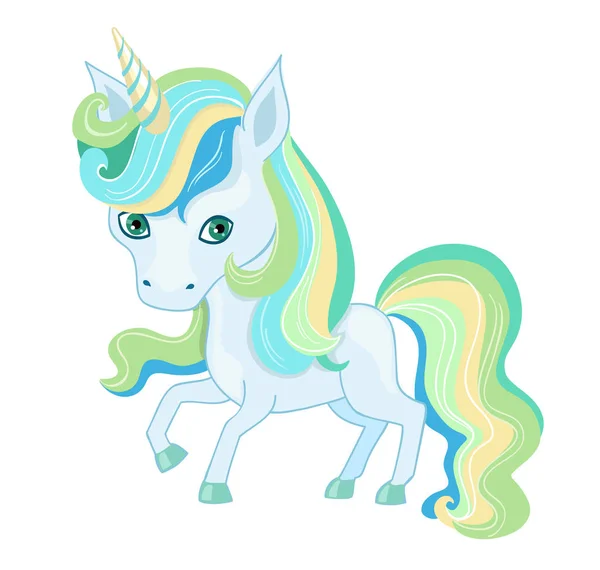 Illustrazione di un unicorno molto carino nei colori pastello . — Vettoriale Stock