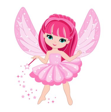 Pembe saçlı güzel küçük peri.