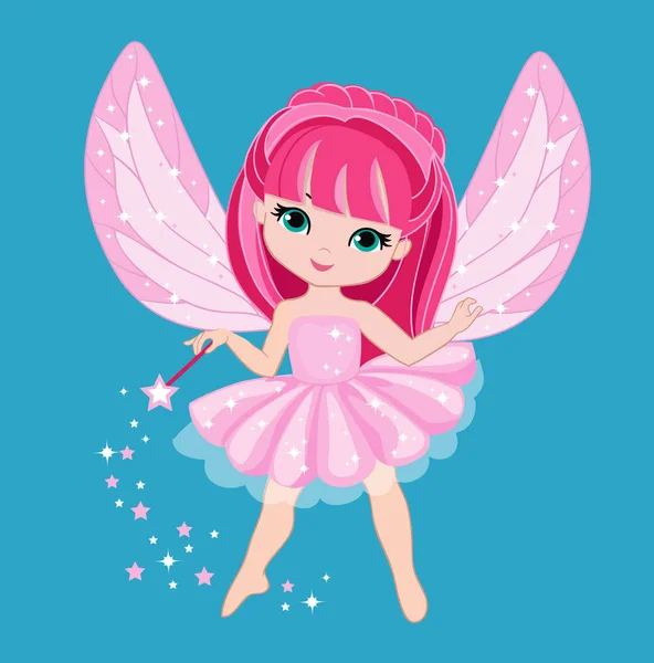 美丽的粉红色头发的小仙女. — 图库矢量图片