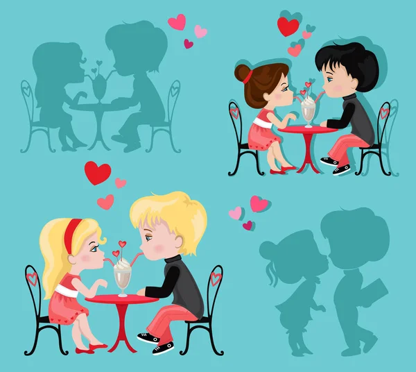 Den svatého Valentýna. Love karta. Kolekce párů v lásce. — Stockový vektor