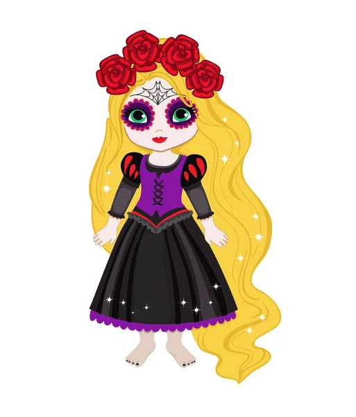 Illustration de la belle princesse d'Halloween . — Image vectorielle