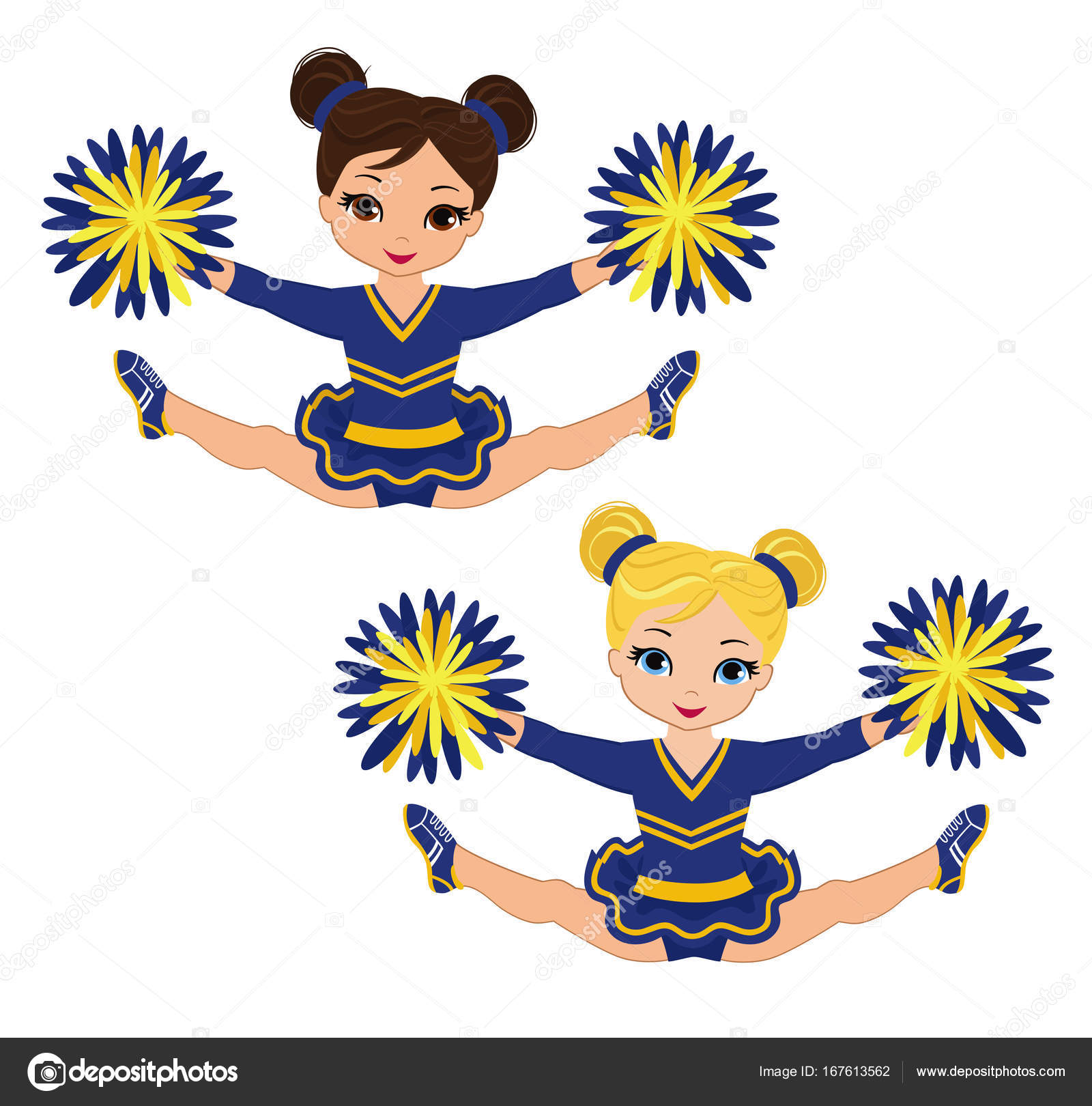 Cheerleader Pom-Poms Color Clipart Set Stock Vector