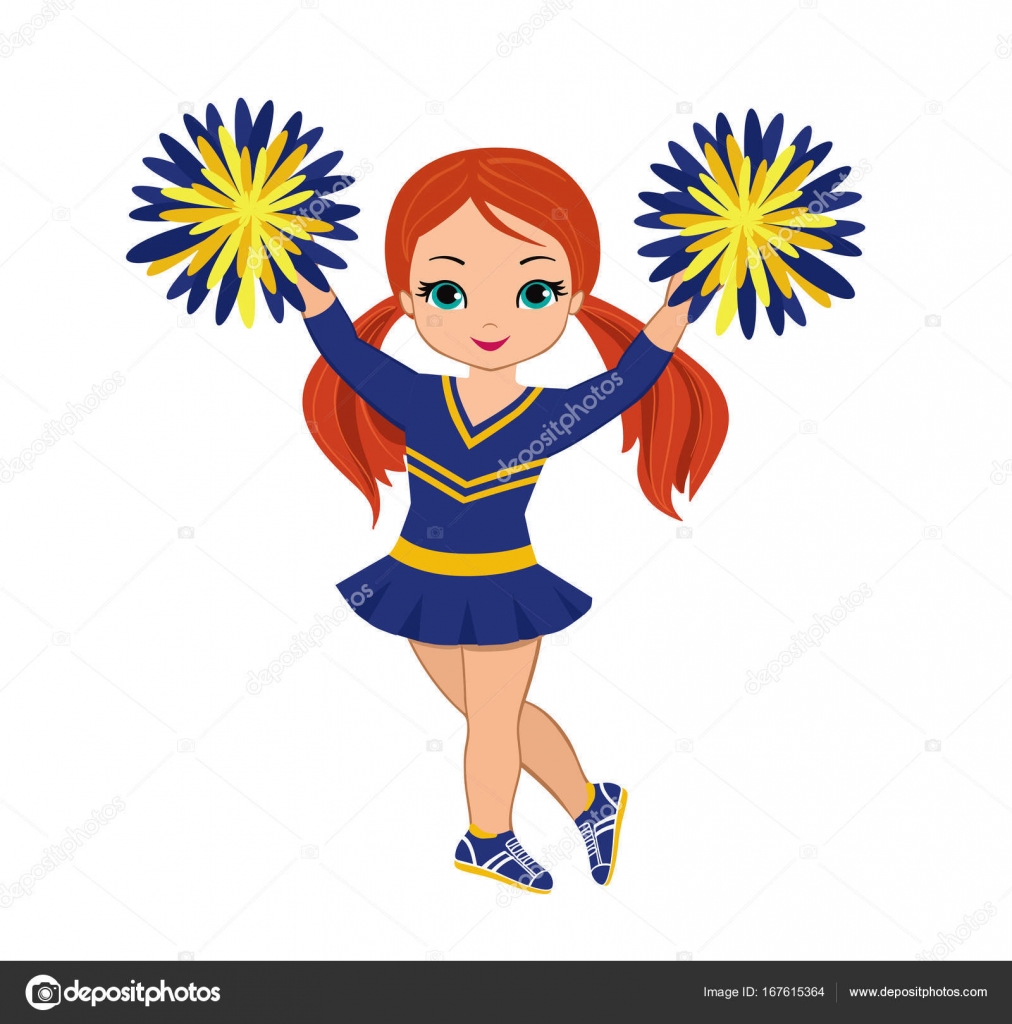 Cheerleader Pompom Vector Design Images, Cheerleader Girl In Uniform  Dancing With Pompoms, Cheerleader, Girl, Uniform PNG Image For Free Download
