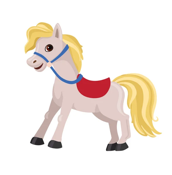 Tecknad häst med sadel. — Stock vektor