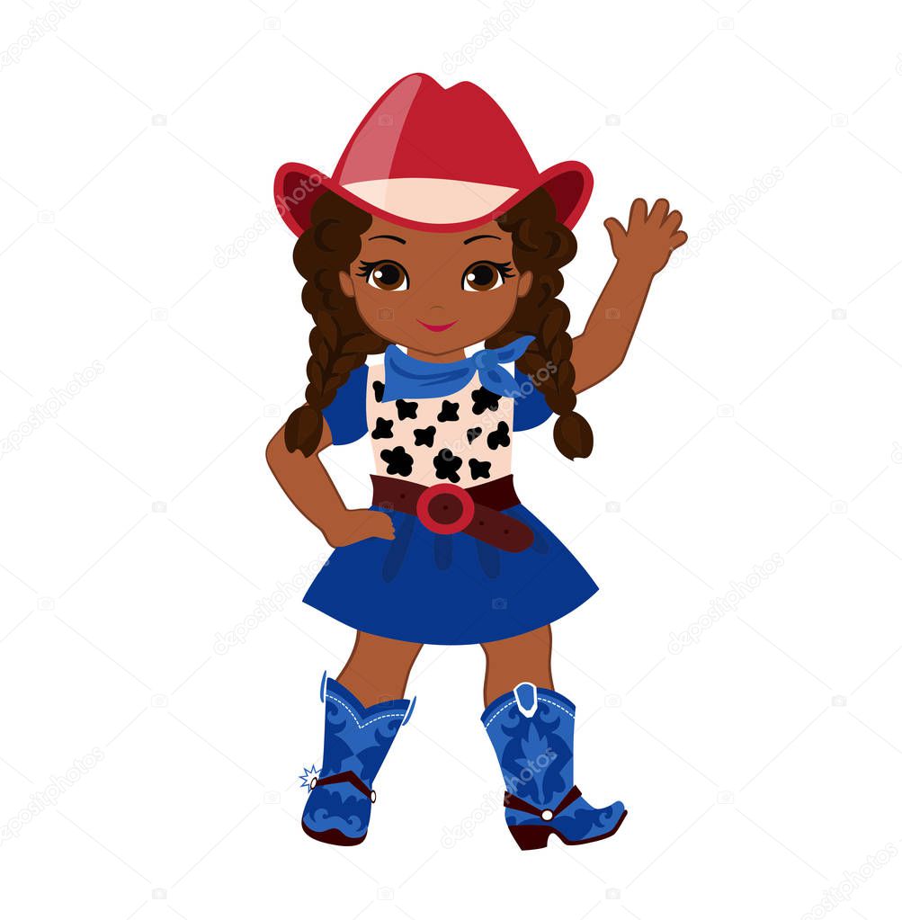 Beautiful cowgirl  isolated on white background.