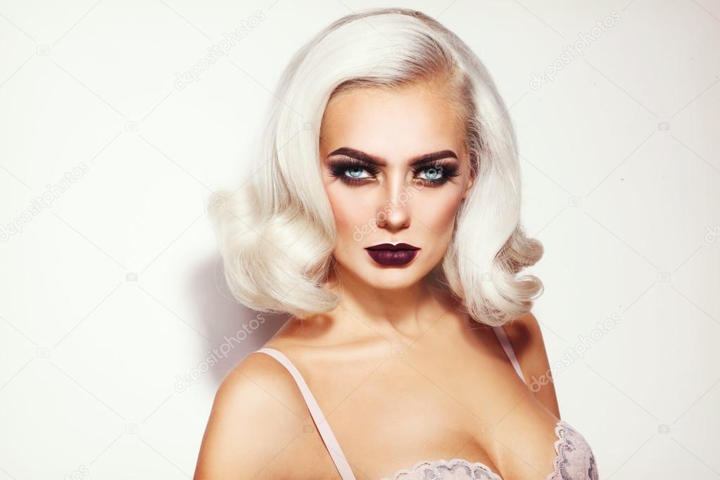 Platinum blond woman with stylish make-up