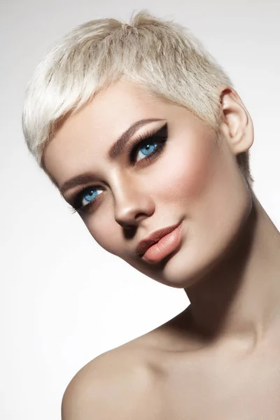Woman with short hair cut — Stock Photo, Image