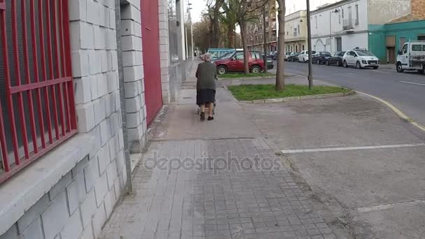Mujer mayor caminando — Vídeos de Stock