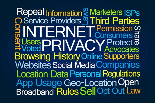 인터넷 개인 정보 보호 정책 워드 클라우드 — 스톡 사진