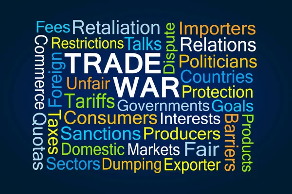 Nube de palabras guerra comercial —  Fotos de Stock