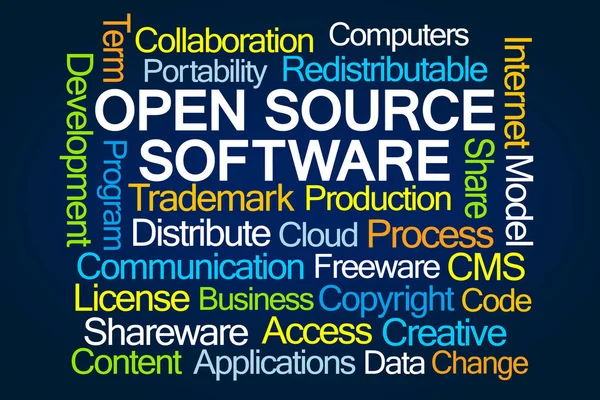 オープン ソース ソフトウェアの単語の雲 — ストック写真