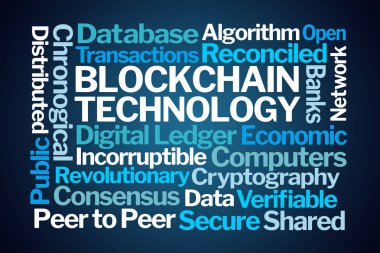 Blockchain teknoloji kelime bulutu