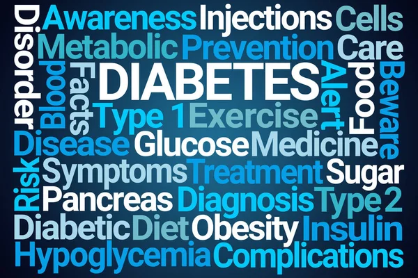 Diabetes nuvem de palavras — Fotografia de Stock