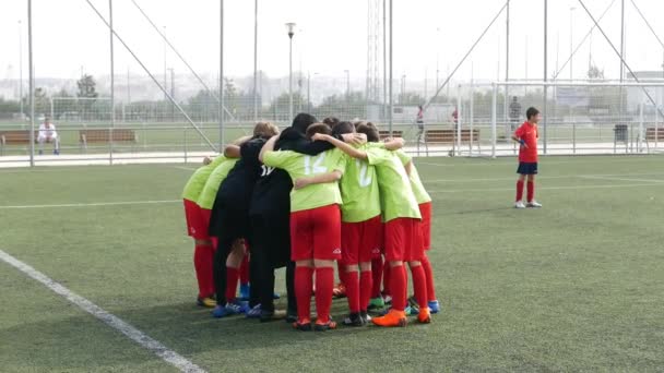 Valencia España Abril 2018 Jugadores Juveniles Fútbol Reúnen Antes Del — Vídeos de Stock