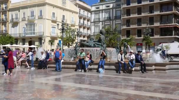 Valencia España Mayo 2018 Turismo Fuente Turia Plaza Virgen Valencia Video de stock libre de derechos